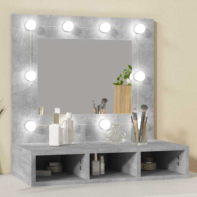 vidaXL 3 Shelf LED Concrete Grey Mirror Cabinet - Size: 62 x 60 x 31.5cm - Wilko - image 1