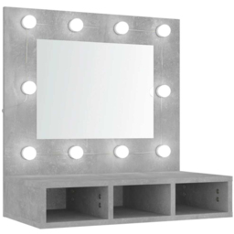 vidaXL 3 Shelf LED Concrete Grey Mirror Cabinet - Size: 62 x 60 x 31.5cm - Wilko - thumbnail 3