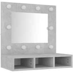 vidaXL 3 Shelf LED Concrete Grey Mirror Cabinet - Size: 62 x 60 x 31.5cm - Wilko - thumbnail 4