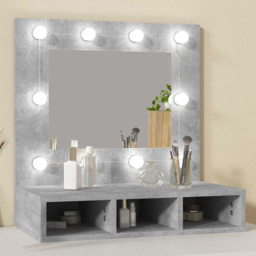 vidaXL 3 Shelf LED Concrete Grey Mirror Cabinet - Size: 62 x 60 x 31.5cm - Wilko - thumbnail 1