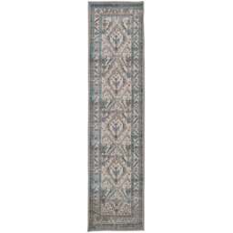 Kukoon Beige and Grey Traditional Bordered Medallion Rug 240 x 60cm - Blue - Wilko