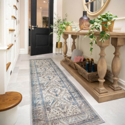 Kukoon Beige and Grey Traditional Bordered Medallion Rug 240 x 60cm - Blue - Wilko - thumbnail 4