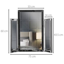 CARME Home Paloma Grey Luxury Tri-Fold Folding Tabletop Mirror Vanity - Size: 10.6 x 87 x 72cm - Wilko - thumbnail 7