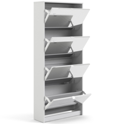 Florence Shoes 4 Flip Door Double Layer White Mirrored Shoe Storage Cabinet - Furniture To Go - Wilko - thumbnail 6
