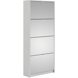 Florence Shoes 4 Flip Door Double Layer White Mirrored Shoe Storage Cabinet - Furniture To Go - Wilko - thumbnail 3