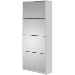 Florence Shoes 4 Flip Door Double Layer White Mirrored Shoe Storage Cabinet - Furniture To Go - Wilko - thumbnail 5