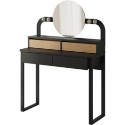 Decortie Lora 4 Drawer Black Bute Sapphire Oak Dressing Table with LED Mirror - Size: 132 x 96 x 40cm - Multi - Wilko - thumbnail 3