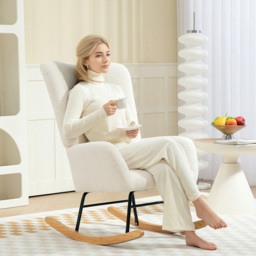 Portland Cream and White Modern Rocking Chair with Backrest - Size: Single - Wilko - thumbnail 4