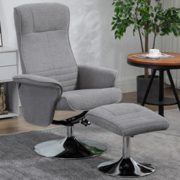Portland Grey Upholstered Swivel Recliner Armchair with Ottoman - Size: Single - Wilko - thumbnail 1