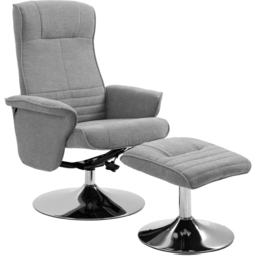 Portland Grey Upholstered Swivel Recliner Armchair with Ottoman - Size: Single - Wilko - thumbnail 3