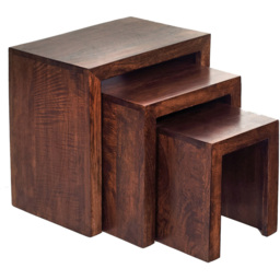 Brooklyn Nihash Toko Dark Mango Nest of Tables Set of 3 - Size: 46 x 46 x 30cm - Brown - Wilko - thumbnail 5
