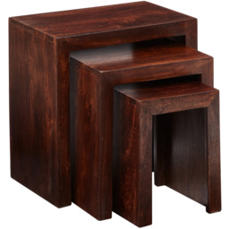 Brooklyn Nihash Toko Dark Mango Nest of Tables Set of 3 - Size: 46 x 46 x 30cm - Brown - Wilko - thumbnail 4