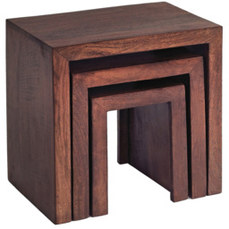 Brooklyn Nihash Toko Dark Mango Nest of Tables Set of 3 - Size: 46 x 46 x 30cm - Brown - Wilko - thumbnail 3