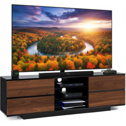 Portland Avitus 4 Drawer 3 Shelf Gloss Black and Walnut TV Stand - Size: 48 x 158 x 40cm - Black Walnut - Wilko - thumbnail 3