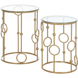 Portland Gold Round Nest of Tables Set of 2 - Size: 41 x 41 x 57cm - Wilko - thumbnail 3