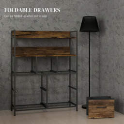 HOMCOM 7 Drawer 2 Shelf Rustic Brown Bedroom Chest of Drawers - Size: 101 x 29 x 79cm - Wilko - thumbnail 7