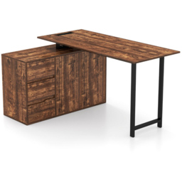 Costway L Shaped Computer Desk Black and Brown - Size: 138 x 104 x 74cm - Multi - Wilko - thumbnail 3