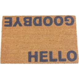 Eselle Astley Hello Goodbye Printed Neutral Coir Door Mat 40 x 60cm - Size: 40 x 60 x 1.5cm - Brown - Wilko - thumbnail 1