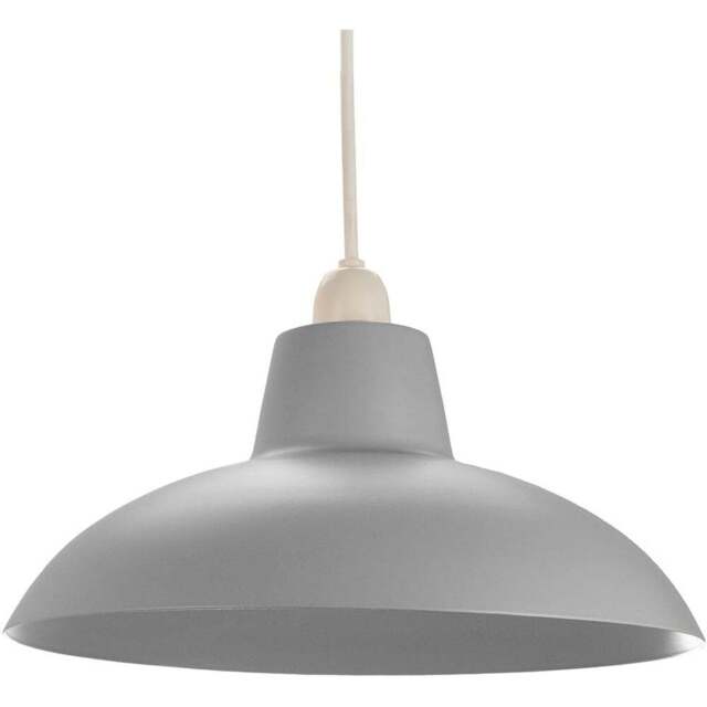 Happy Homewares Matt Grey Curved Metal Industrial Retro Designed Pendant Shade - Size: 13 x 29 x 29cm - Wilko - image 1