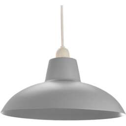 Happy Homewares Matt Grey Curved Metal Industrial Retro Designed Pendant Shade - Size: 13 x 29 x 29cm - Wilko - thumbnail 1