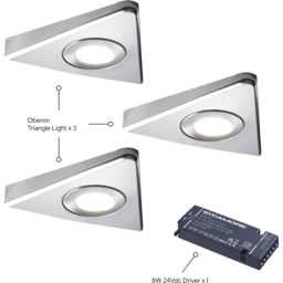 Sorrelis Oberon Tri Light Natural White 3 Underside Cabinet Light Kit - Size: 2.6 x 17 x 14cm - Silver - Wilko - thumbnail 4