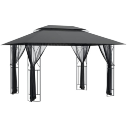 vidaXL 4 x 3m Anthracite Gazebo with Sidewalls - Grey - Wilko - thumbnail 3