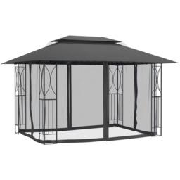 vidaXL 4 x 3m Anthracite Gazebo with Sidewalls - Grey - Wilko - thumbnail 4