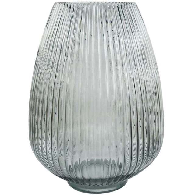 Botanik Smoke Grey Ridged Glass Vase 30cm - Size: 30 x 20 x 20cm - Wilko - image 1