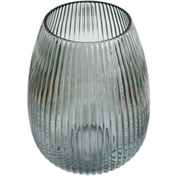 Botanik Smoke Grey Ridged Glass Vase 30cm - Size: 30 x 20 x 20cm - Wilko - thumbnail 4