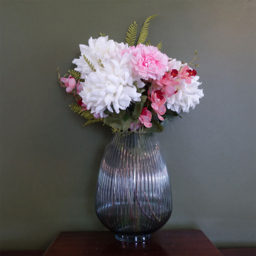 Botanik Smoke Grey Ridged Glass Vase 30cm - Size: 30 x 20 x 20cm - Wilko - thumbnail 3
