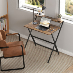 HOMCOM Single Shelf Foldable Computer Desk Rustic Brown - Size: 86.5 cm x 62.0 cm x 81.5 cmcm - Wilko - thumbnail 4