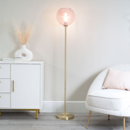 ValueLights Frenchie Pink Tinted Globe Gold Stem LED Floor Lamp - Size: 150 x 25 x 25cm - Wilko - thumbnail 3