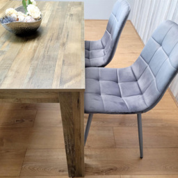 Portland 4 Seater Dining Set Rustic Effect and Grey Velvet with Bench - Multi - Wilko - thumbnail 6