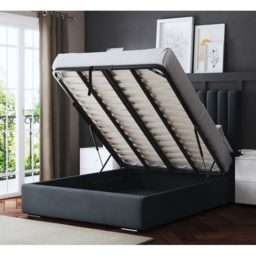DS Living Evangeline King Size Steel Upholstered Ottoman Bed with Headboard - Grey - Wilko - thumbnail 5