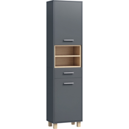 Portland 2 Door Single Drawer 2 Shelf Grey Bathroom Storage Unit - Size: 160 x 24 x 40cm - Wilko - thumbnail 3