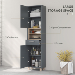 Portland 2 Door Single Drawer 2 Shelf Grey Bathroom Storage Unit - Size: 160 x 24 x 40cm - Wilko - thumbnail 7