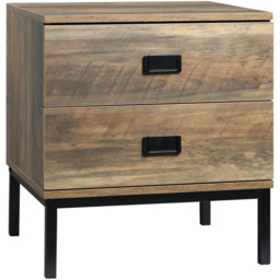 Portland 2 Drawer Brown and Black Bedside Table - Wilko - thumbnail 3