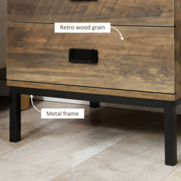 Portland 2 Drawer Brown and Black Bedside Table - Wilko - thumbnail 7