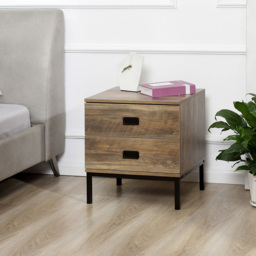 Portland 2 Drawer Brown and Black Bedside Table - Wilko - thumbnail 4