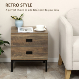 Portland 2 Drawer Brown and Black Bedside Table - Wilko - thumbnail 5