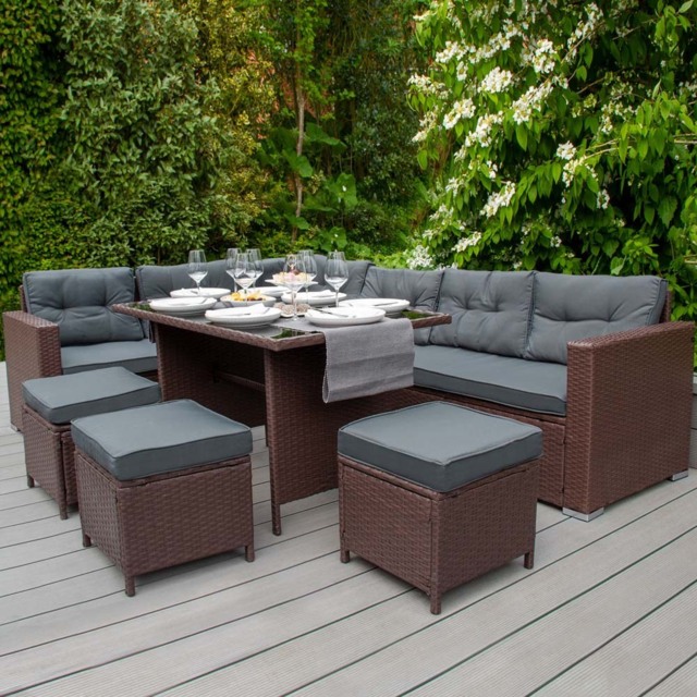 Monster Shop Jardi 8 Seater Brown Rattan Corner Lounge Set - MonsterShop - Wilko - image 1