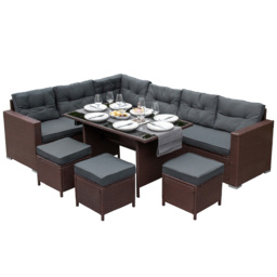 Monster Shop Jardi 8 Seater Brown Rattan Corner Lounge Set - MonsterShop - Wilko - thumbnail 3