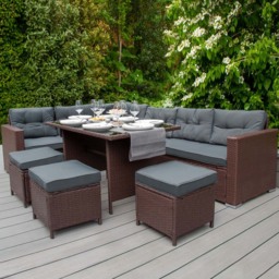 Monster Shop Jardi 8 Seater Brown Rattan Corner Lounge Set - MonsterShop - Wilko - thumbnail 1