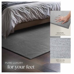 tectake Zonelle Grey Short Pile Ultra Soft Rug 170 x 120cm - Size: 1.5 x 120 x 120cm - Wilko - thumbnail 5
