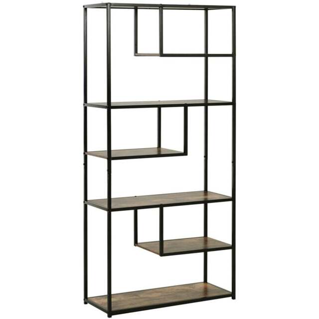 Portland Black 6 Shelf Shelving Unit - Size: 82 x 33.5 x 175cm - Brown - Wilko - image 1
