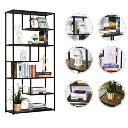 Portland Black 6 Shelf Shelving Unit - Size: 82 x 33.5 x 175cm - Brown - Wilko - thumbnail 4