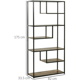 Portland Black 6 Shelf Shelving Unit - Size: 82 x 33.5 x 175cm - Brown - Wilko - thumbnail 7
