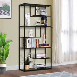 Portland Black 6 Shelf Shelving Unit - Size: 82 x 33.5 x 175cm - Brown - Wilko - thumbnail 3