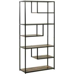 Portland Black 6 Shelf Shelving Unit - Size: 82 x 33.5 x 175cm - Brown - Wilko - thumbnail 1