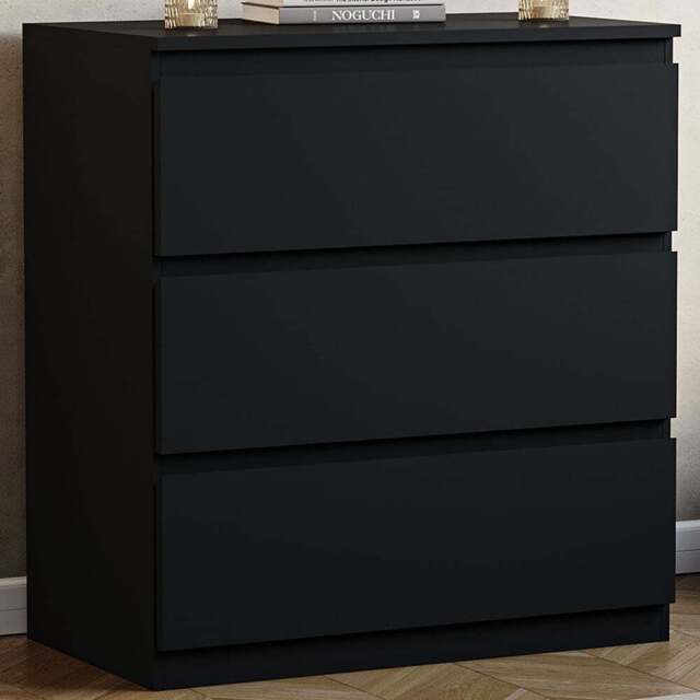 VIDA DESIGNS Denver 3 Drawer Black Chest of Drawers - Wilko - image 1
